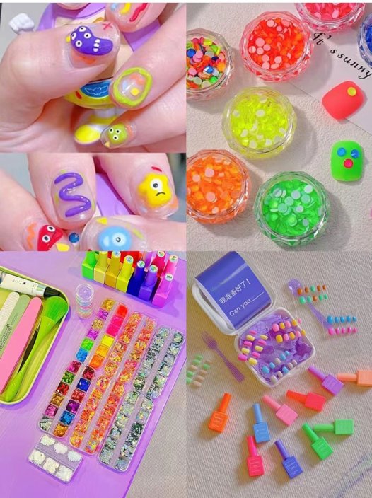 DIY穿戴甲来体验一下多巴胺美甲吧