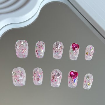 biubiuti手工定制成品可拆卸穿戴美甲树莓爱心